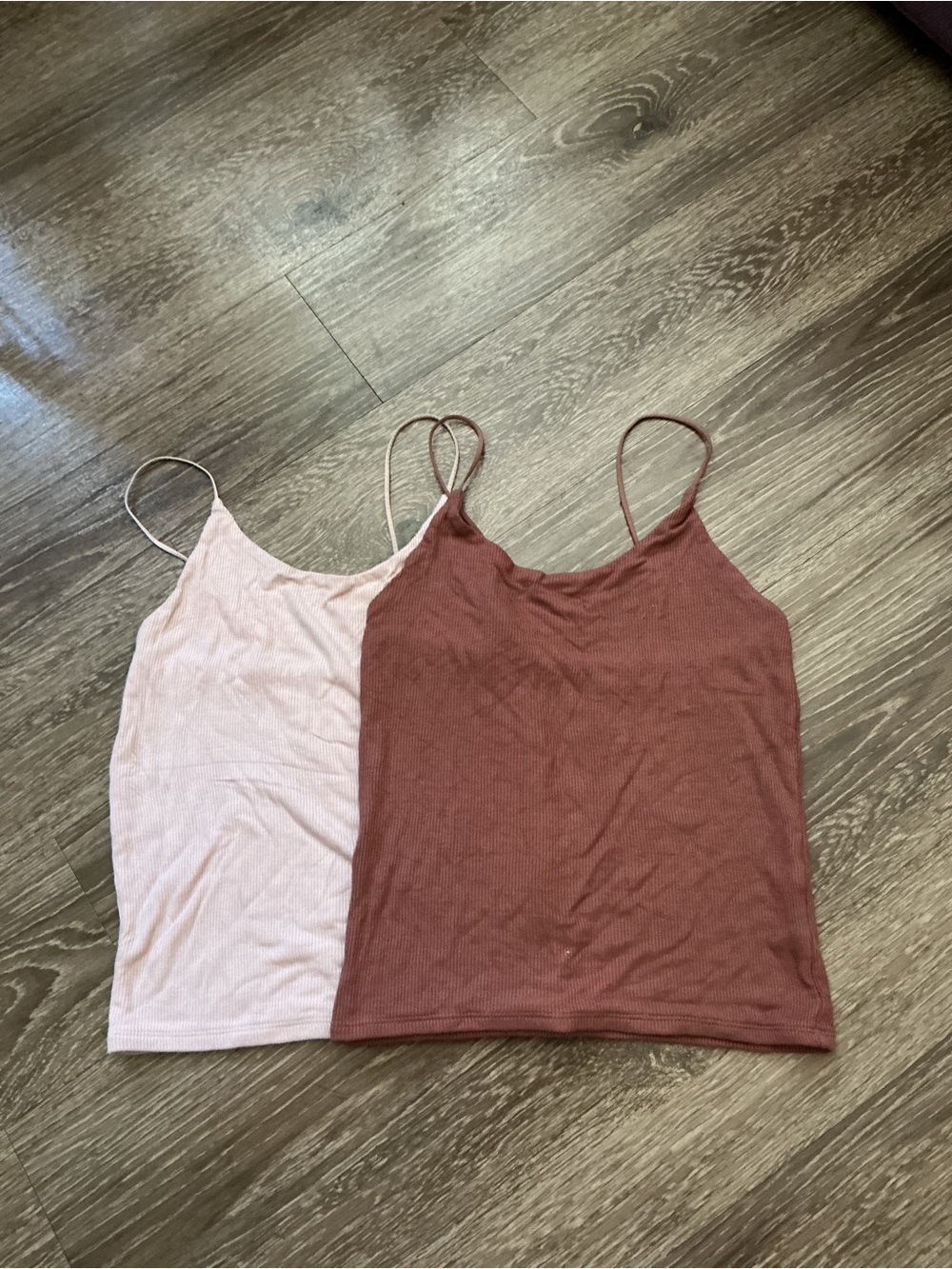 Women’s Ribbed Spaghetti Strap Tank Top - (2) Dusty Pink & Mauve